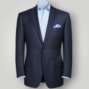 J.HILBURN Men’s Navy Blazer 46R Sport Coat Italian Guabello Wool 2-Button Jacket
